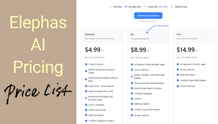 Elephas AI Pricing