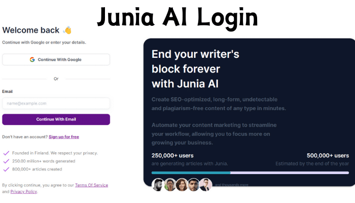 Junia AI Login