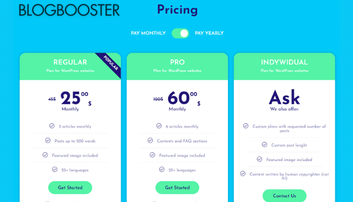 BLOGBOOSTER Pricing