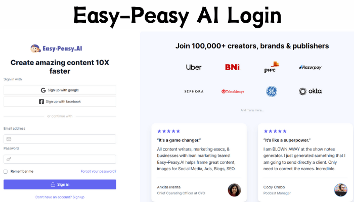 Easy-Peasy AI Login