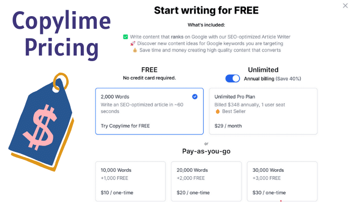 Copylime Pricing