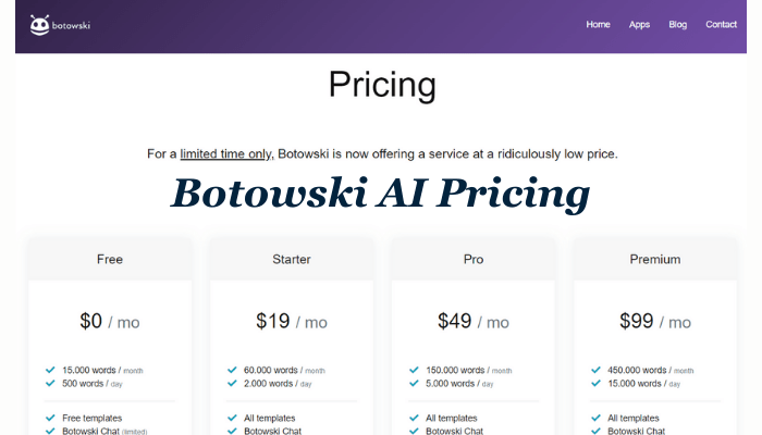 Botowski Pricing