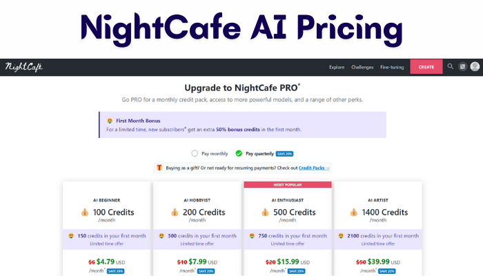 NightCafe AI Pricing