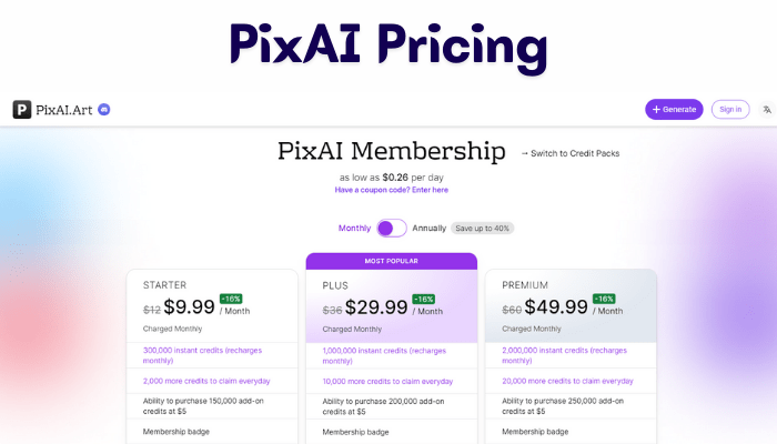 PixAI's Pricing