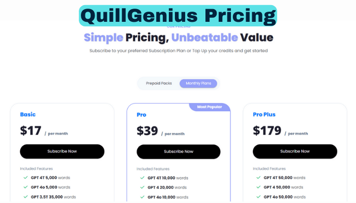 QuillGenius Pricing