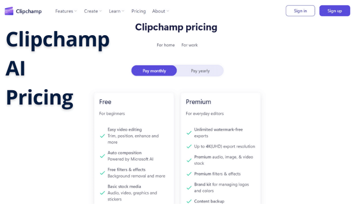 Clipchamp AI Pricing