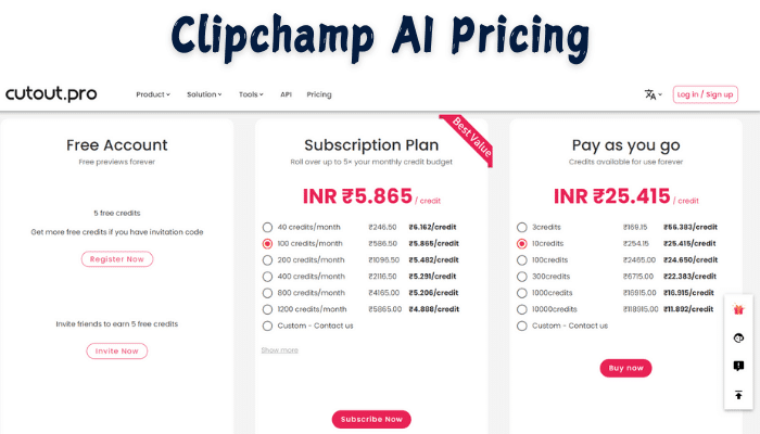 Cutout Pro AI Pricing