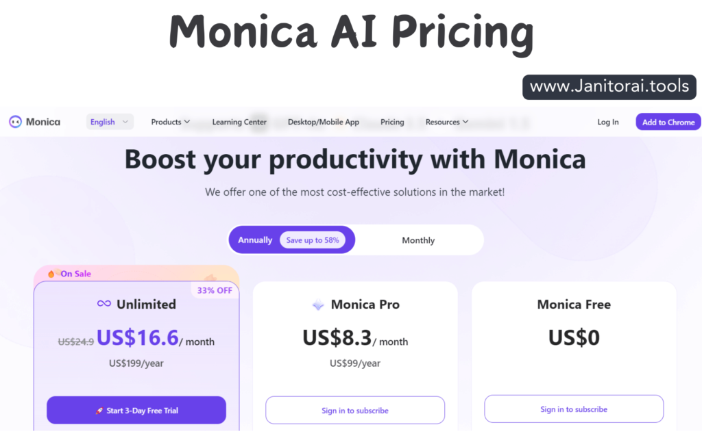 Monica AI Pricing